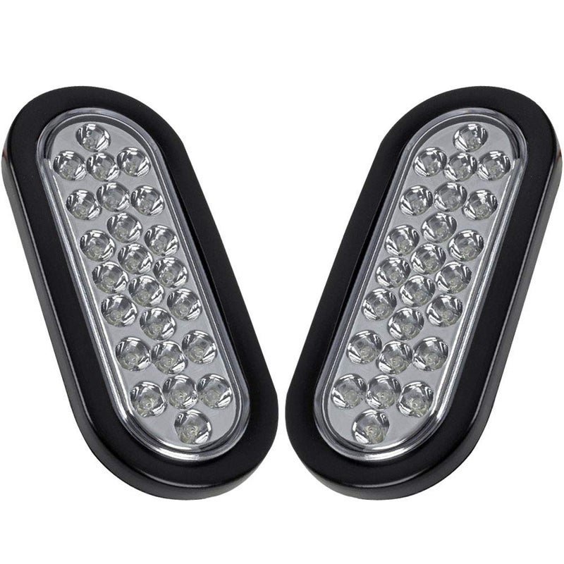 NEW SUN 6 Inch Oval LED Trailer Lights - 21 LED Ultra Bright Tail Light Kit with Surface Mount Grommets, Watertight 3-Prong Plug Reverse IP 67 Waterproof Light Clear Lens for RV, Truck, Jeep, 2 Pcs - Image 1